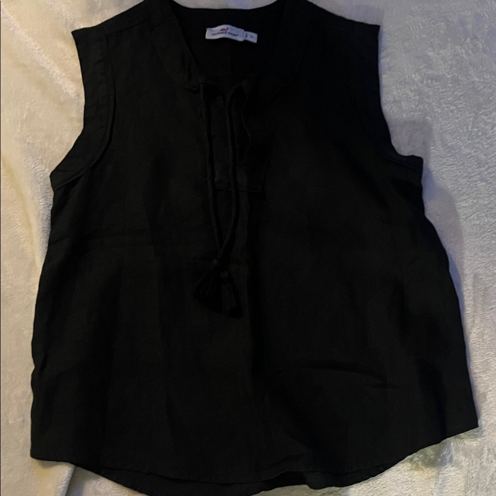 Linen Black Sleeveless Top